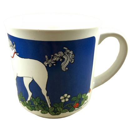 White Unicorn Among Flowers And Strawberries Mug Recycled Paper Products