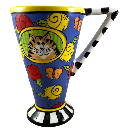 Catzilla Candace Reiter Designs Colorful Smiling Cat Pedestal Mug Henriksen Imports