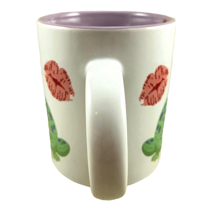 Kiss Me Frog Wearing Crown With Lips And Lavender Interior Mug