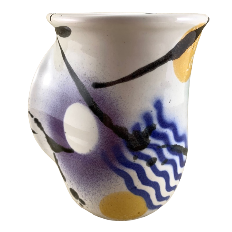Hand Warmer Pottery Mug Neher Multicolor Abstract Design Right Hand Clay In Motion