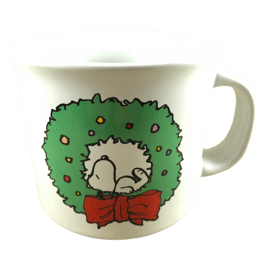 Snoopy Sleeping Inside A Wreath With A Bow Peanuts Mug