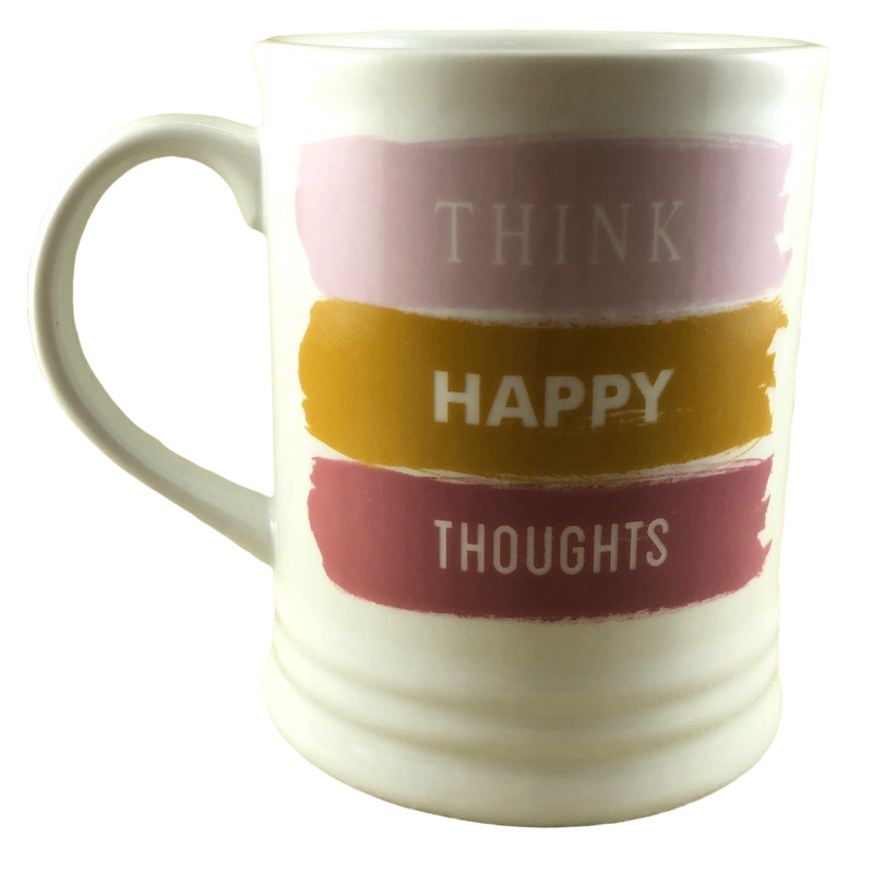 Think Happy Thoughts White Mug Fringe