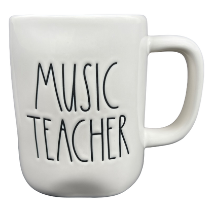 Rae Dunn Artisan Collection MUSIC TEACHER Mug Cream Interior Magenta