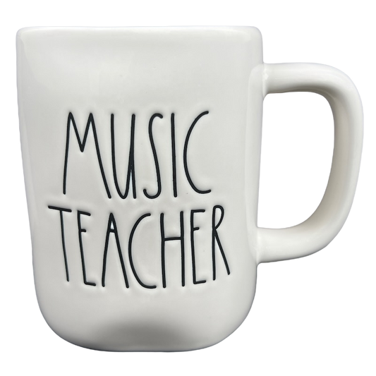 Rae Dunn Artisan Collection MUSIC TEACHER Mug Cream Interior Magenta
