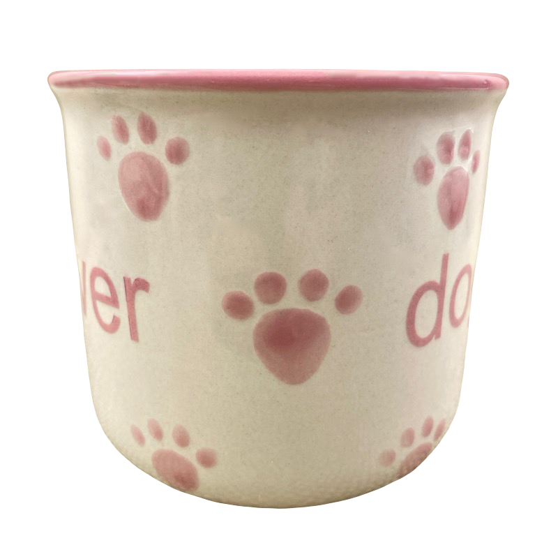 Dog Lover Embossed Pink Paws Cream Mug Petrageous Designs