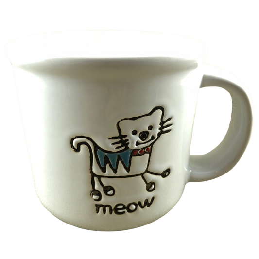 Meow Embossed White Cat Mug Petrageous Designs