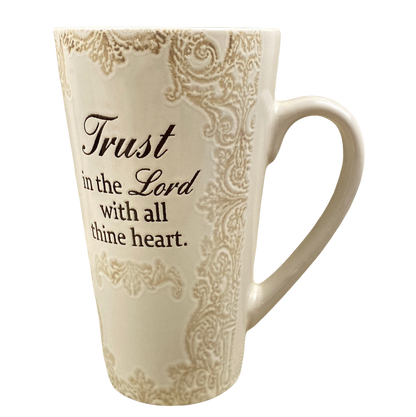 Trust In The Lord With All Thine Heart Etched Lace Pattern Tall Mug Spectrum Designz
