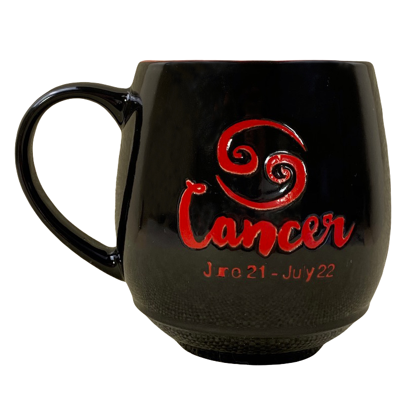 Cancer Astrology Zodiac Etched Round Red Interior Mug Fisher
