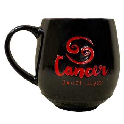 Cancer Astrology Zodiac Etched Round Red Interior Mug Fisher