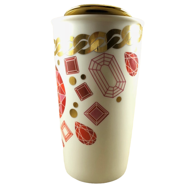 Starbucks Ceramic 14 oz Coffee Cup Travel Mug W/O Lid Red Polka Dots