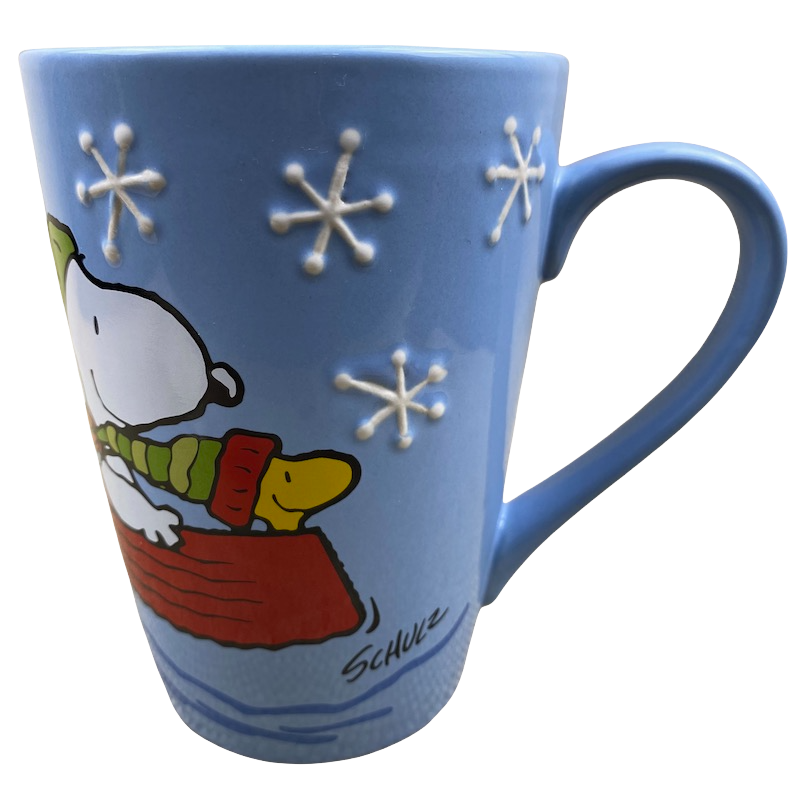Peanuts Snoopy & Woodstock Embossed Snowflakes Christmas Mug Hallmark