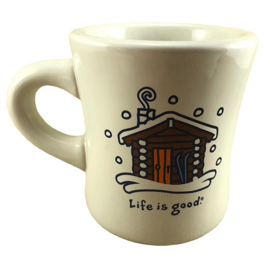 Life is Good Log Cabin Beige Mug