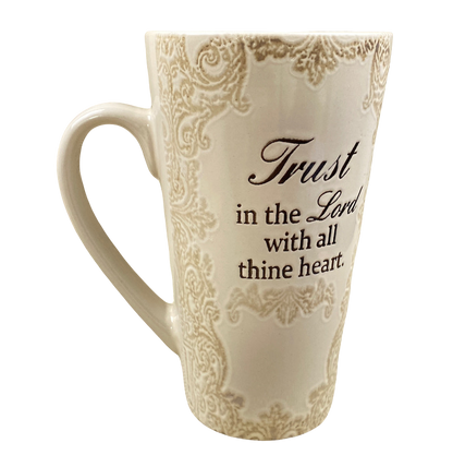 Trust In The Lord With All Thine Heart Etched Lace Pattern Tall Mug Spectrum Designz