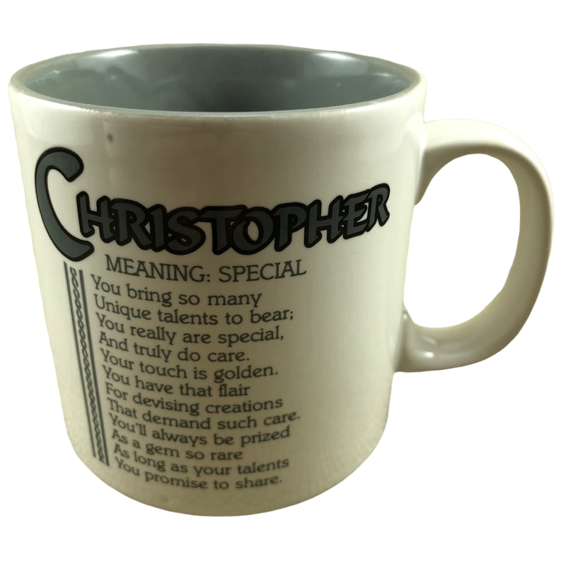 CHRISTOPHER Poetry Name Gray Interior Mug Papel