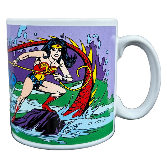 Wonder Woman Battling A Dragon DC Comics Vintage Mug Applause