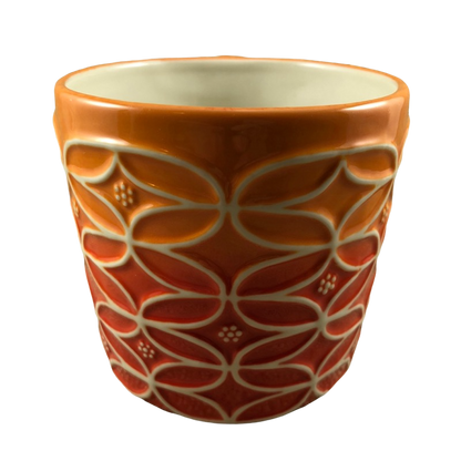 Embossed Orange Ombre Hand Painted Floral Abstract Mug Starbucks