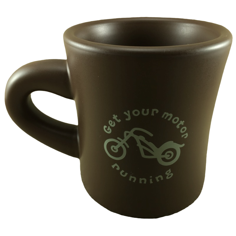 Life is Good Get Your Motor Running Motorcycle Brown Mug