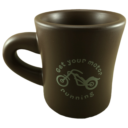 Life is Good Get Your Motor Running Motorcycle Brown Mug