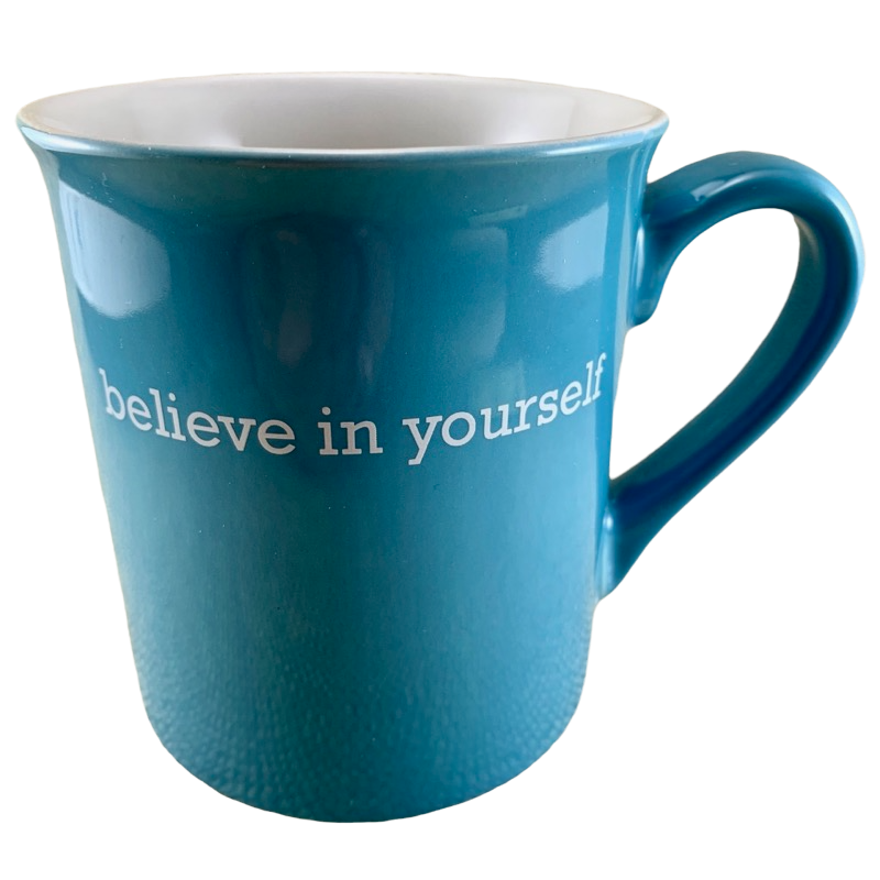 Believe In Yourself Blue Mug With White Interior And Blue Star Inside ...