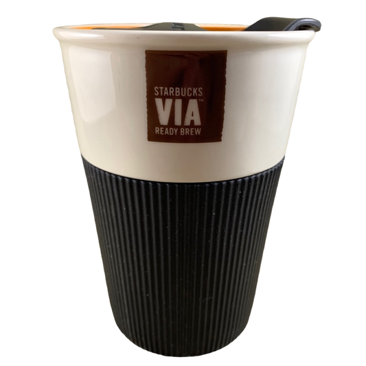 VIA Ready Brew Orange Band Inside Black Silicone Sleeve 8oz Tumbler Starbucks