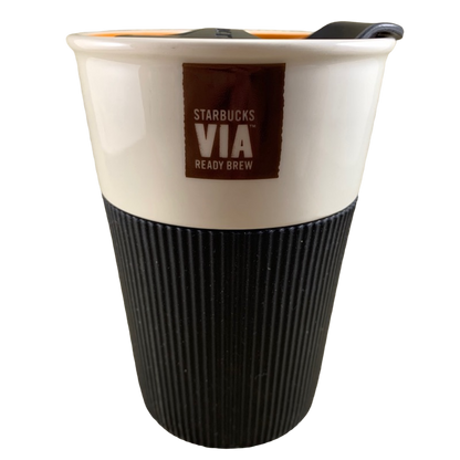 VIA Ready Brew Orange Band Inside Black Silicone Sleeve 8oz Tumbler Starbucks