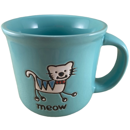 Meow Embossed Blue Cat Mug Petrageous Designs