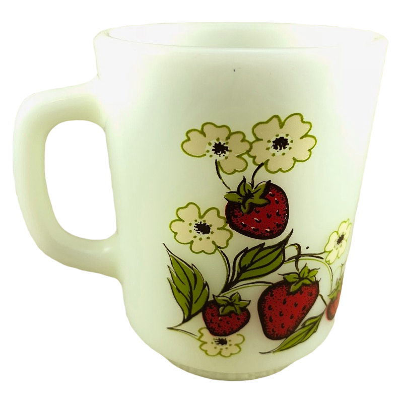 Strawberries And White Flowers Mug Anchor Hocking