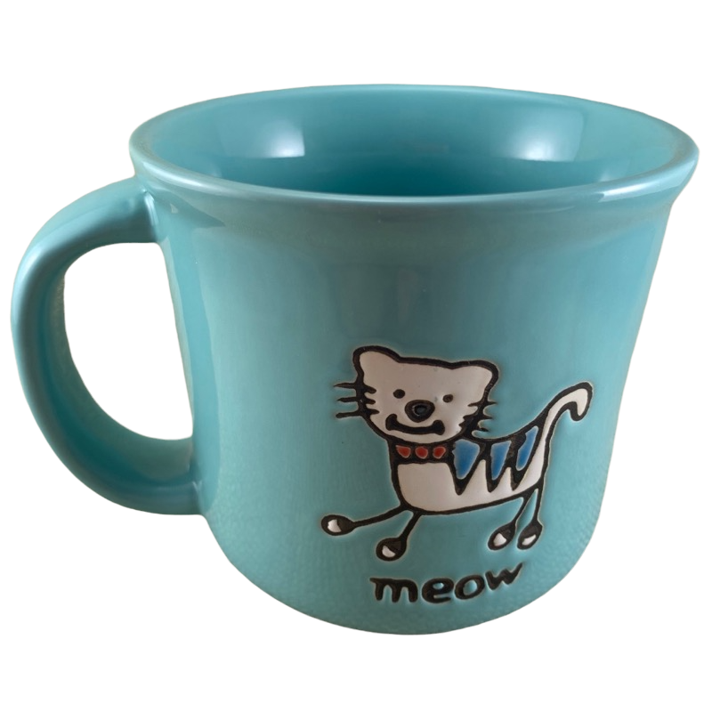 Meow Embossed Blue Cat Mug Petrageous Designs