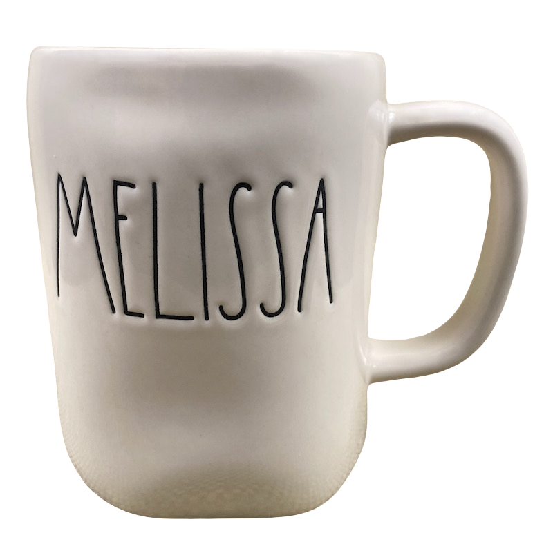 Rae Dunn Artisan Collection MELISSA Name Mug Cream Inside Magenta NEW
