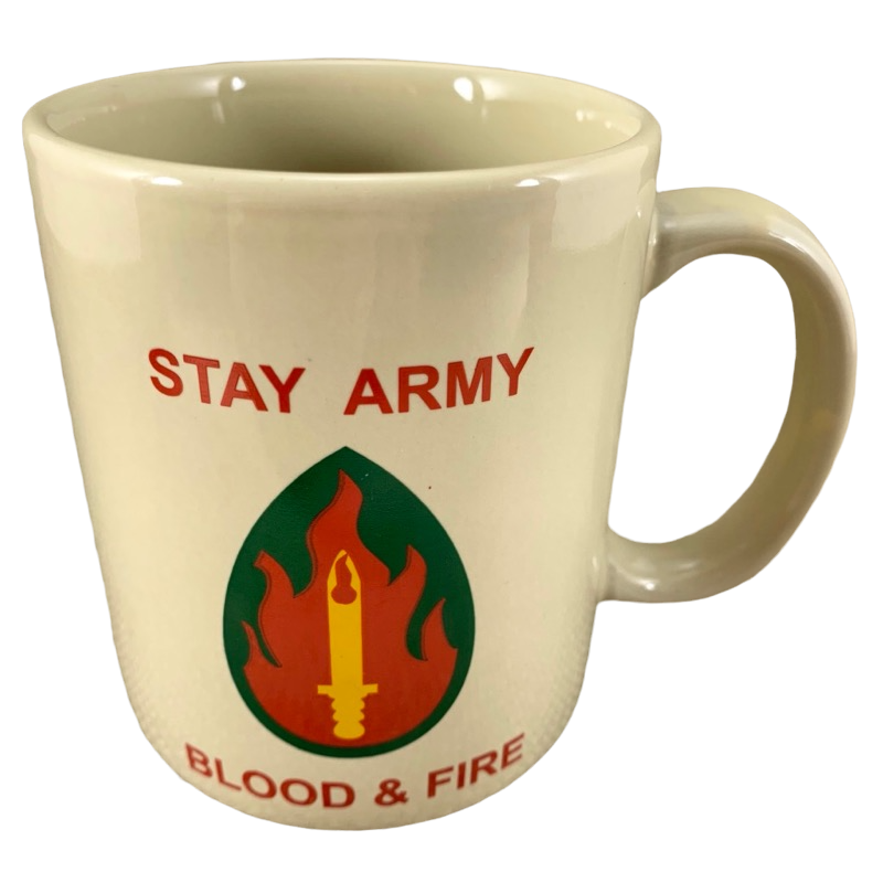 United States Army 63rd Infantry Division Stay Army Blood & Fire Mug Linyi