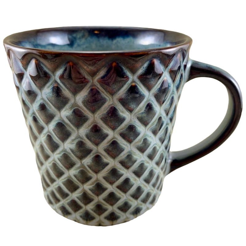Pineapple Quilted Diamond Design Two Tone Blue And Brown 16oz Mug Starbucks