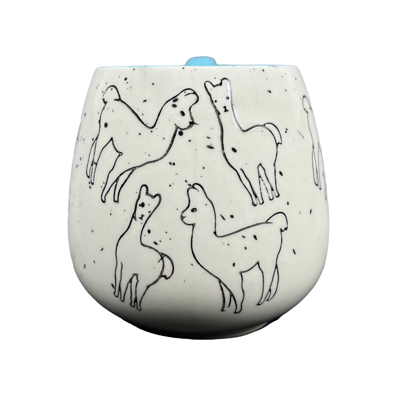Llamas Blue Interior & Handle Speckled Mug Meritage
