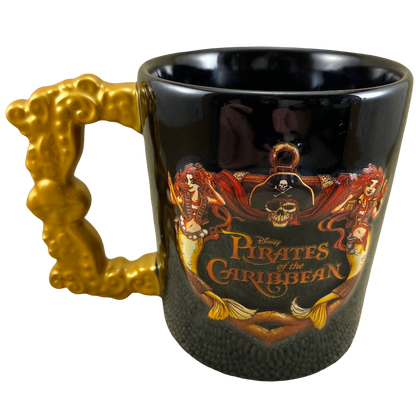 Pirates of the Caribbean Embossed Gold Handle Mug Disney Parks