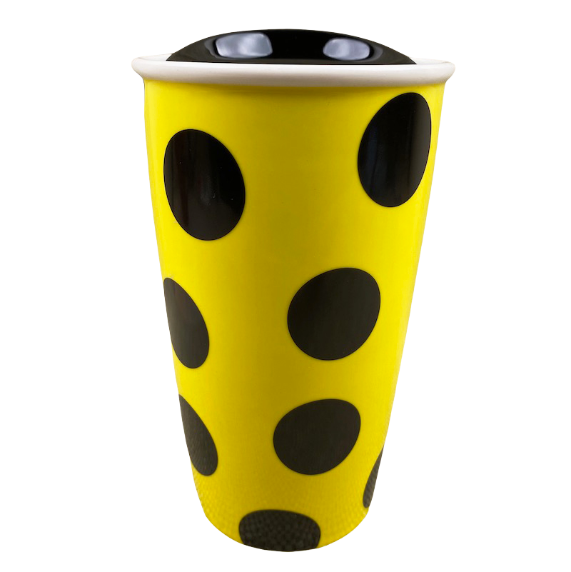Siren With Black Polka Dots Yellow 12oz Tumbler Starbucks