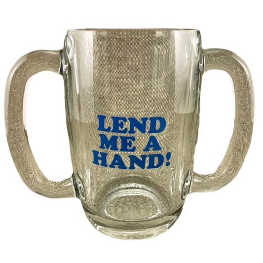Lend Me A Hand Double Handle Heavy Glass Mug