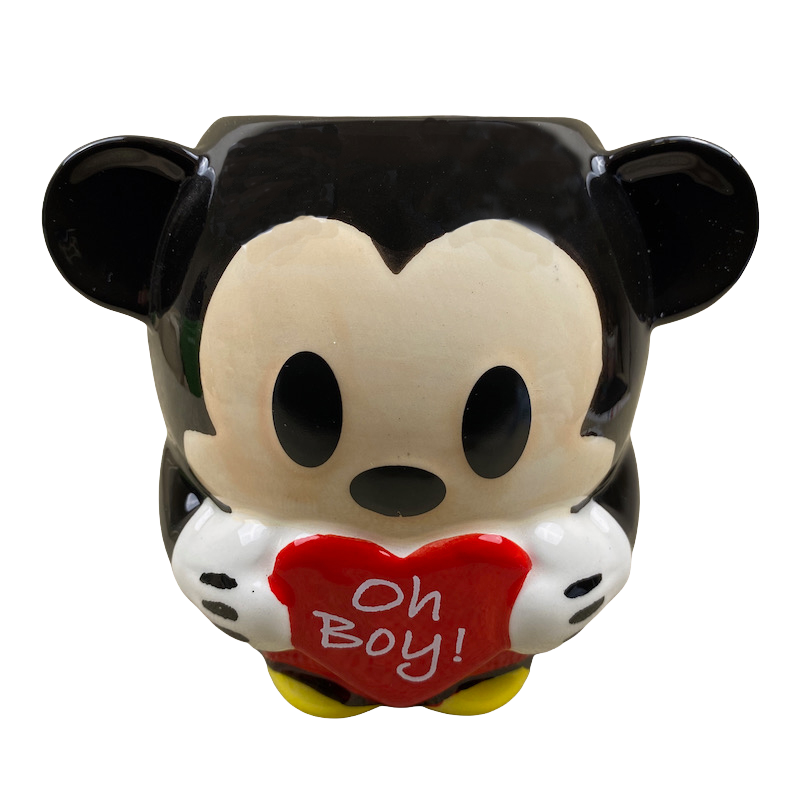 Mickey Mouse Holding A Heart That Says Oh Boy! Cute 3D Figural Mug Zak! Designs