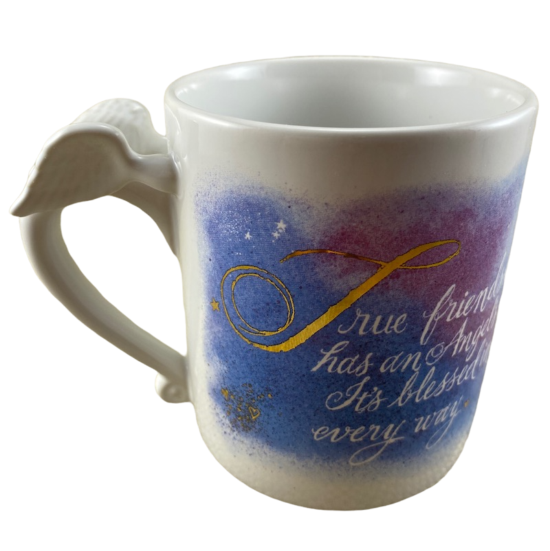 True Friendship Has An Angel's Touch It's Blessed In Every Way Angel Wings Handle Mug Avon