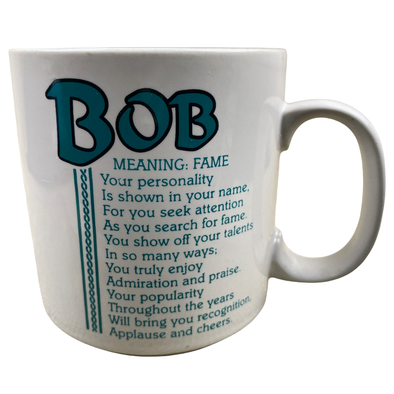 BOB Poetry Name Blue Font Gray Interior Mug Papel