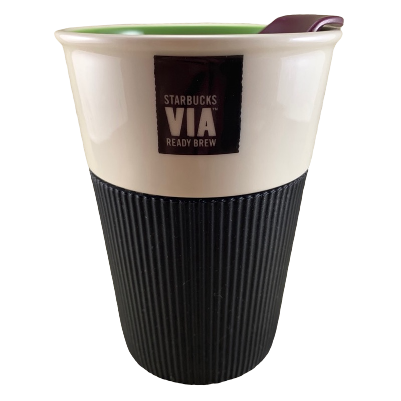 VIA Ready Brew Green Band Inside Black Silicone Sleeve 8oz Tumbler Starbucks