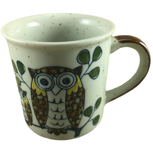 Owl And Baby Sitting On A Branch Embossed Mug Otagiri