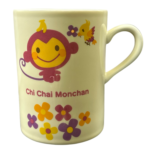 Chi Chai Monchan Pink Monkey Bird Flowers Mug Sanrio