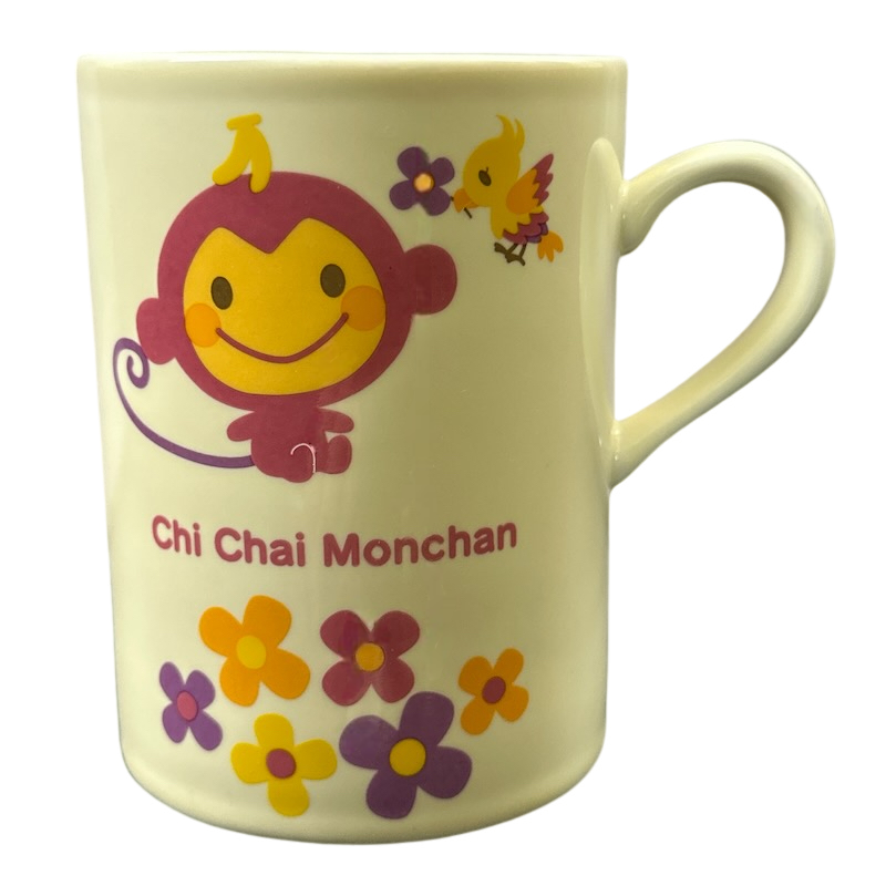 Chi Chai Monchan Pink Monkey Bird Flowers Mug Sanrio