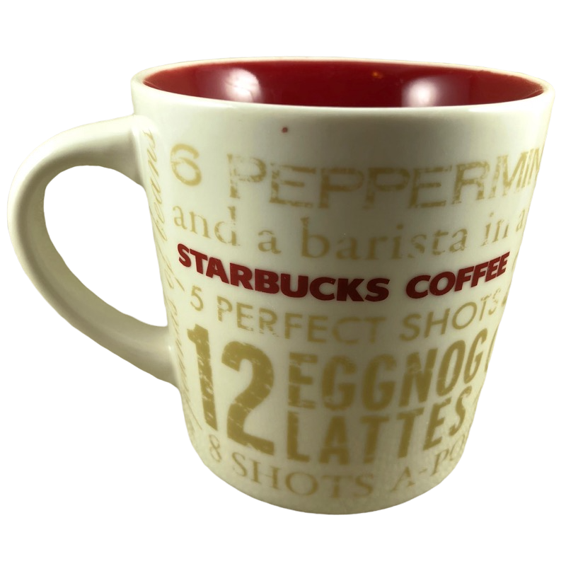 12 Days of Christmas Gold Words Mug Starbucks