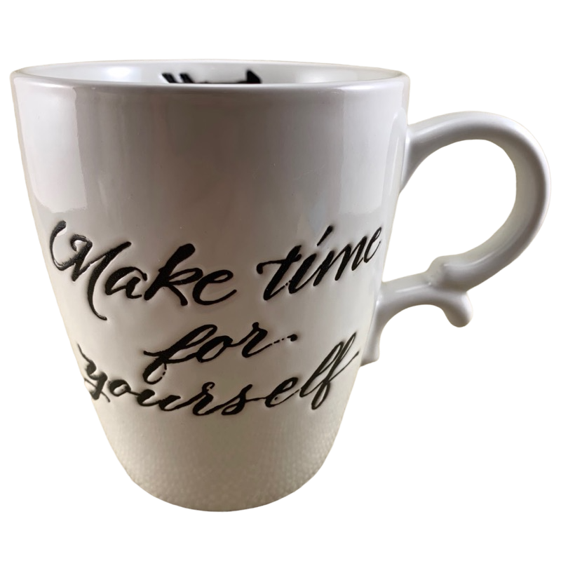 Make Time For Yourself Etched Arrow Fancy Handle Mug Tag