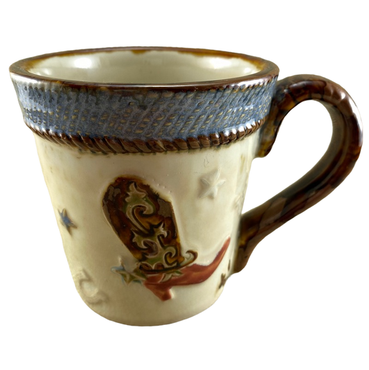 Cowboy Boot And Cowboy Hat Embossed Mug Canyon Ranch Collection