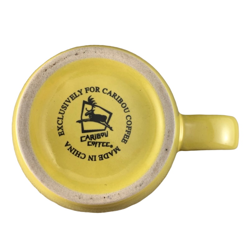 Life Is Short Stay Awake For It Oversized Yellow Logo Mug Caribou Coffee