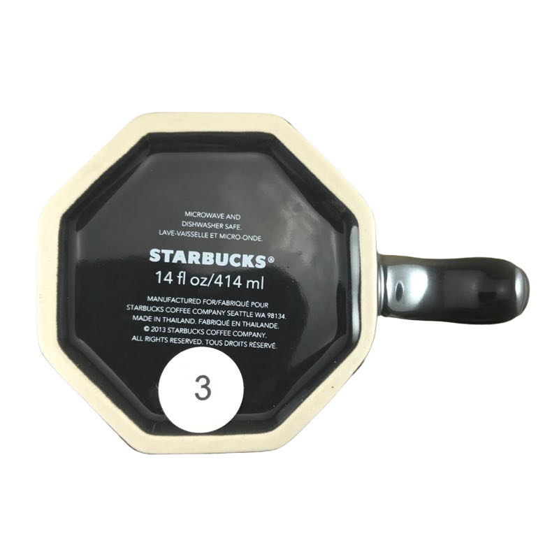 Octagonal Shiny Gray Fancy Handle 14oz Mug 2013 Starbucks