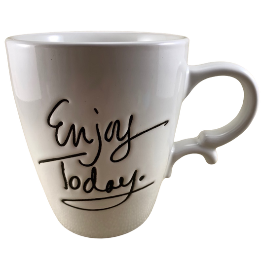 Enjoy Today Etched Birds Fancy Handle Mug Tag