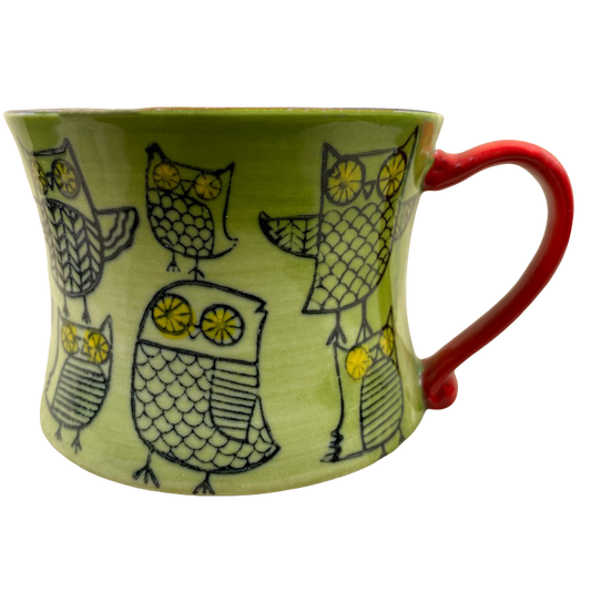 Owls Stackable Green Exterior Orange Interior Red Handle Mug Pier 1 Imports