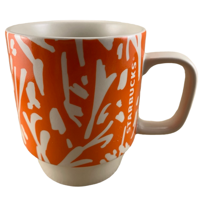 Abstract Floral Pattern Stackable 12oz Orange Mug 2017 Starbucks